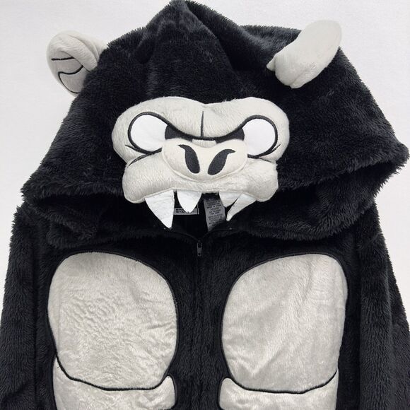 Briefly Stated Gorilla One Piece Costume Union Suit Faux Fur Hooded Adult Medium - Picture 4 of 12